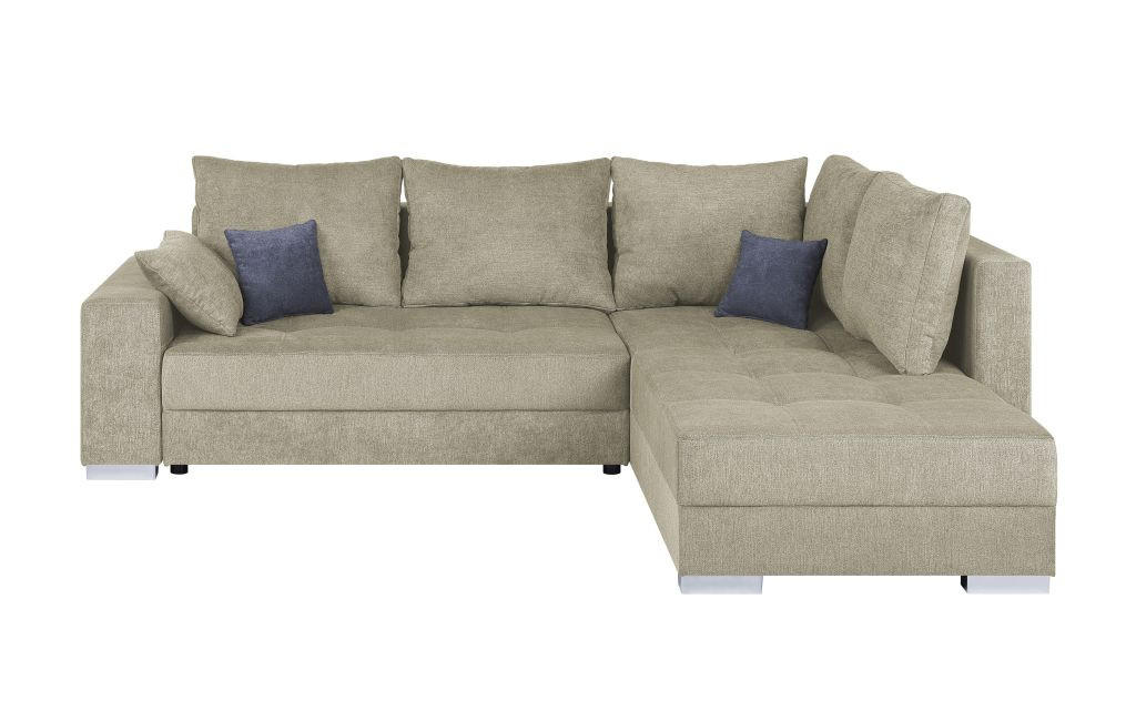ECKSOFA Beige Webstoff  - Chromfarben/Beige, Design, Kunststoff/Textil (260/218cm) - P & B