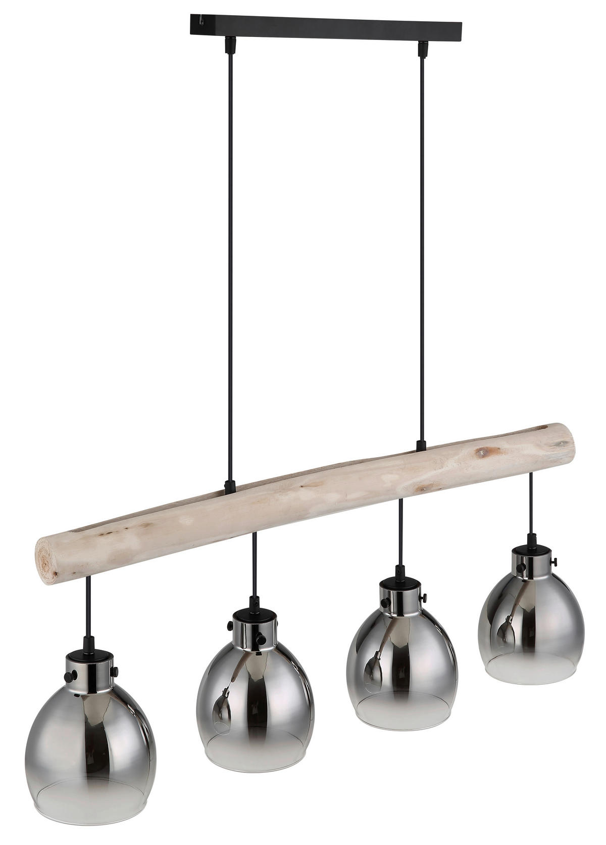 HÄNGELEUCHTE 82,5/15/140 cm    - Schwarz/Naturfarben, Natur, Glas/Holz (82,5/15/140cm) - Globo