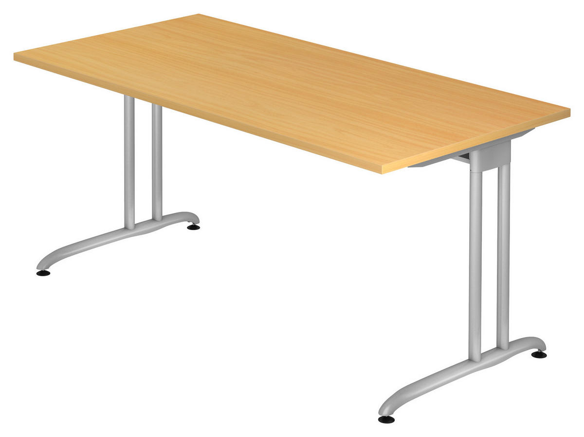 SCHREIBTISCH 160/72/80 cm  in Buchefarben  - Buchefarben/Silberfarben, KONVENTIONELL, Holzwerkstoff/Metall (160/72/80cm) - Venda