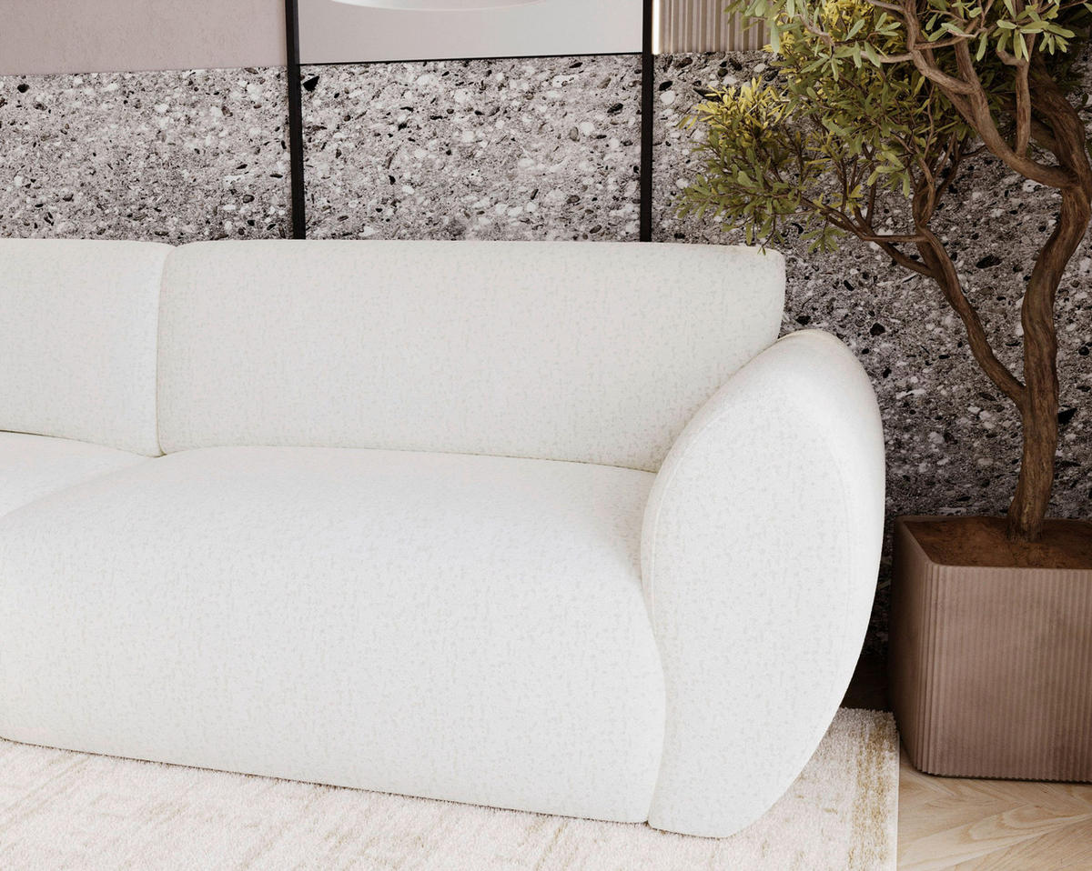 ECKSOFA SOLIS in Chenille Creme  170/288 cm  - Creme/Schwarz, Design, Kunststoff/Textil (170/288cm) - Livetastic