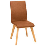 STUHL  Lederauswahl, Stoffauswahl Mikrofaser  - Cognac/Beige, Design, Holz/Textil (45/102/56cm) - Novel