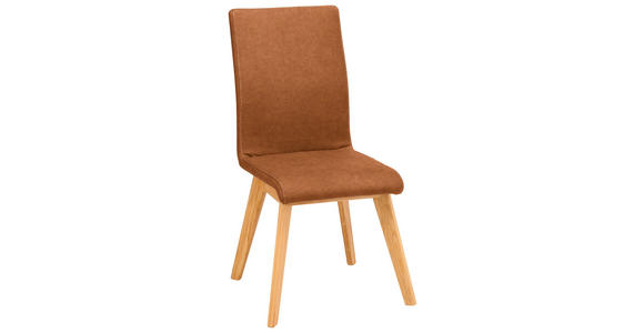 STUHL  Lederauswahl, Stoffauswahl Mikrofaser  - Cognac/Beige, Design, Holz/Textil (45/102/56cm) - Novel