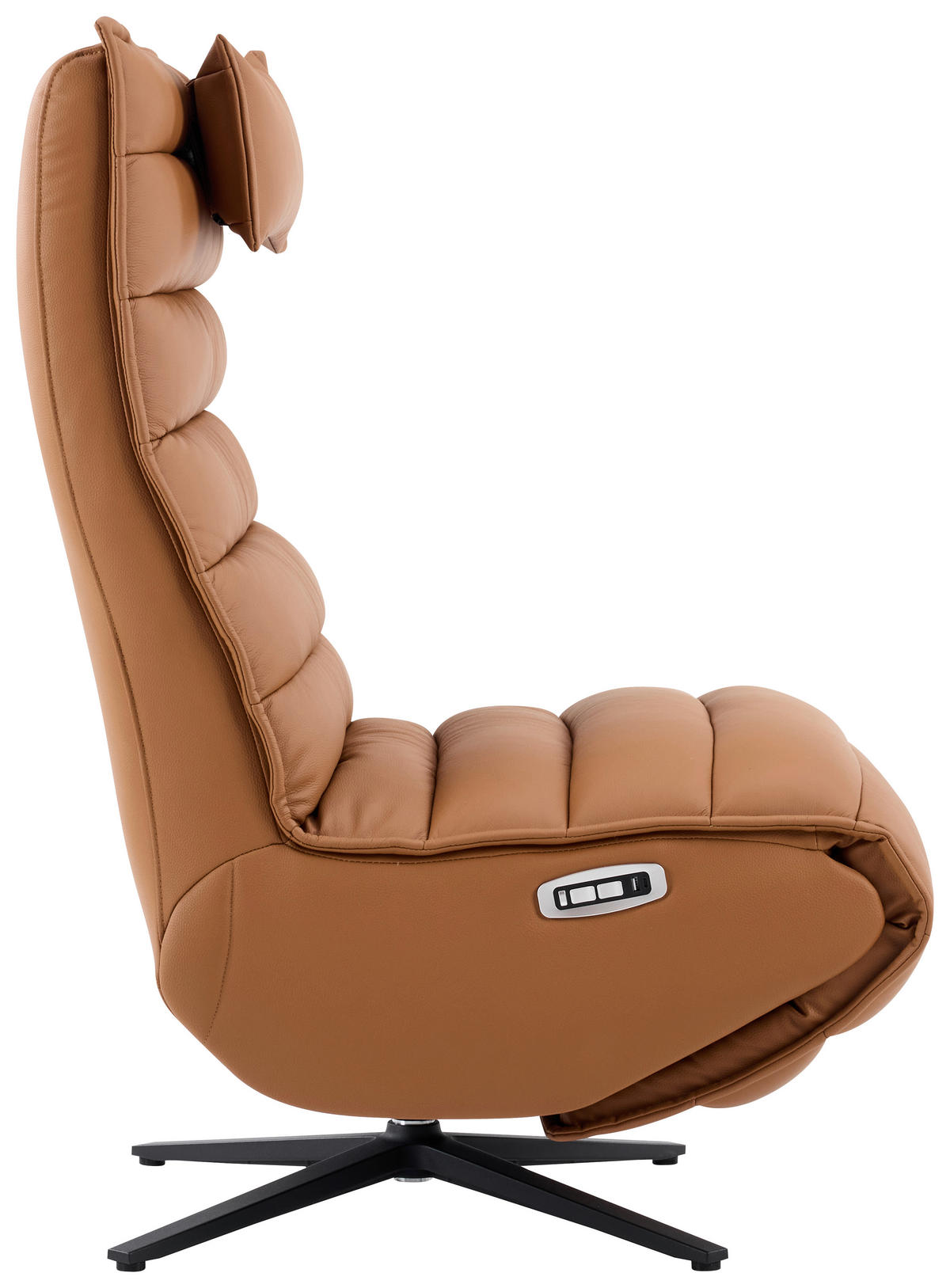 RELAXSESSEL Metall, Textil, Leder Schwarz, Cognac  - Cognac/Schwarz, Design, Leder/Textil (68/108/84cm) - Stylife