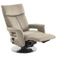 RELAXSESSEL in Leder Creme  - Edelstahlfarben/Creme, Design, Leder/Metall (78/112/85cm) - Cantus