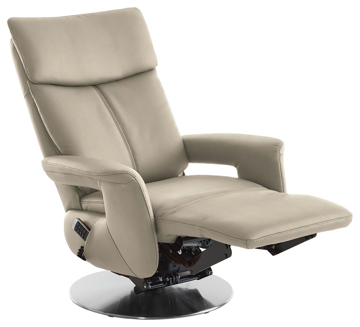 RELAXSESSEL in Leder Creme  - Edelstahlfarben/Creme, Design, Leder/Metall (78/112/85cm) - Cantus