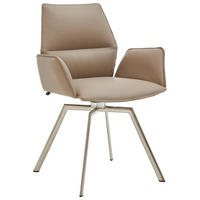 ARMLEHNSTUHL Stahl Echtleder pigmentiert  - Edelstahlfarben/Fango, Design, Leder/Metall (47/86/54cm) - Venjakob