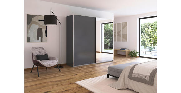 SCHWEBETÜRENSCHRANK  in Grau  - Alufarben/Grau, KONVENTIONELL, Glas/Holzwerkstoff (225/210/62cm) - Xora