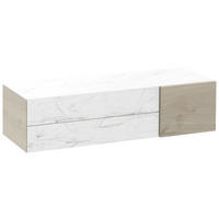 HÄNGEELEMENT in Weiß, Eichefarben, Hellbraun   - Hellbraun/Eichefarben, Natur, Glas/Holz (128/32/42,6cm) - Voglauer