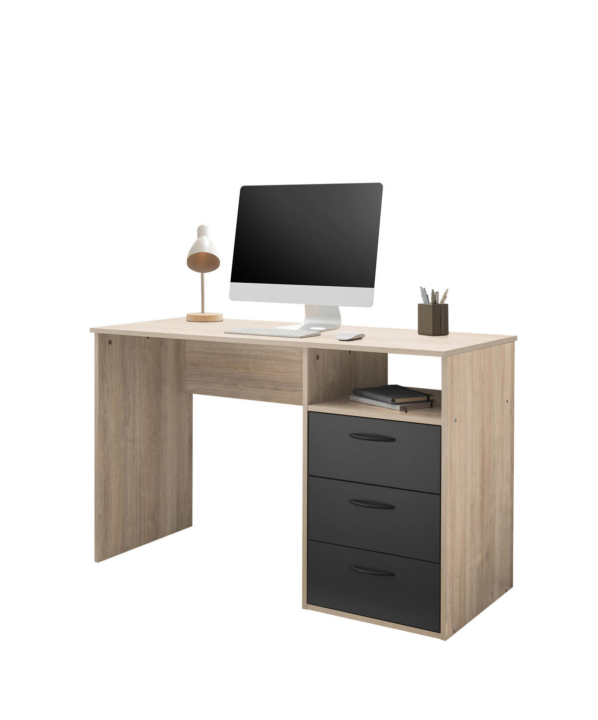 RADNI STO ZA MLADE  grafitno siva, boja hrasta   - boja hrasta/crna, Konvencionalno, pločasti materijal/plastika (120/75/54cm) - Hom`in