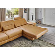 ECKSOFA Latina Plus in Echtleder Currygelb  175/334 cm  - Currygelb/Schwarz, Design, Leder/Metall (175/334cm) - Dieter Knoll