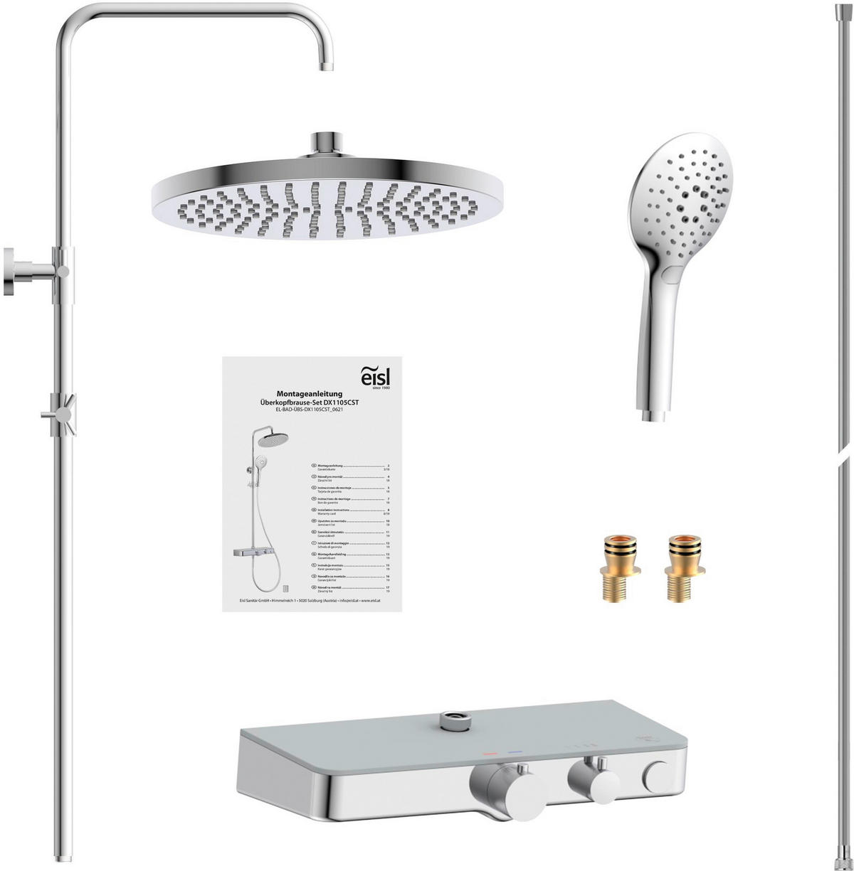 ÜBERKOPFBRAUSESET  - Chromfarben/Grau, Basics, Glas/Kunststoff (35/80-120/35cm) - Schütte