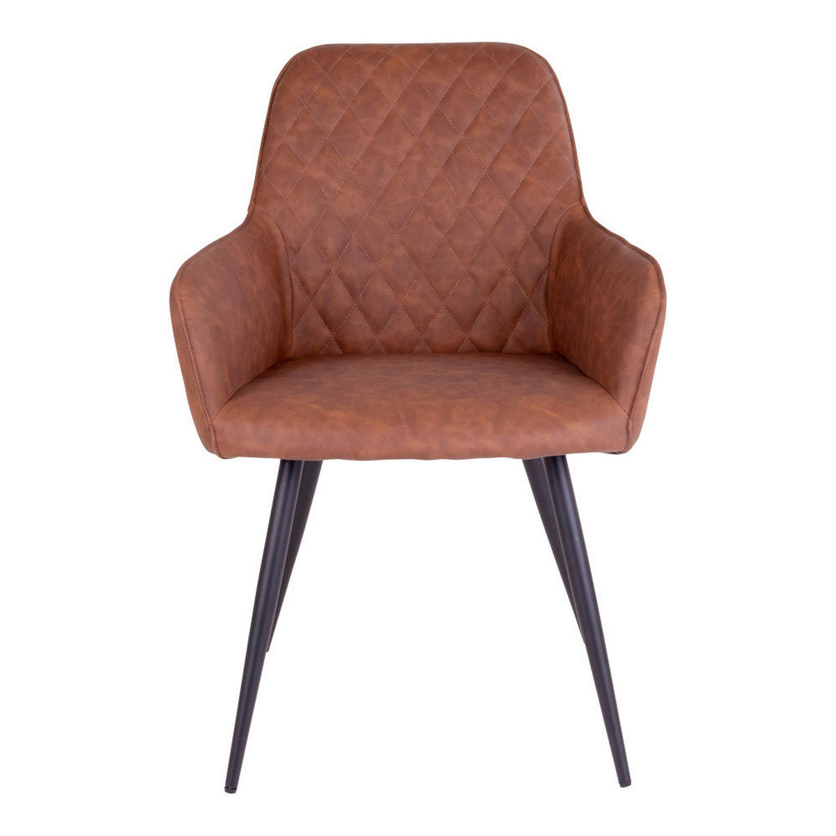 ARMLEHNSTUHL-SET 2 Stück  in Lederlook  - Cognac/Schwarz, MODERN, Textil/Metall (57/87/65cm) - MID.YOU