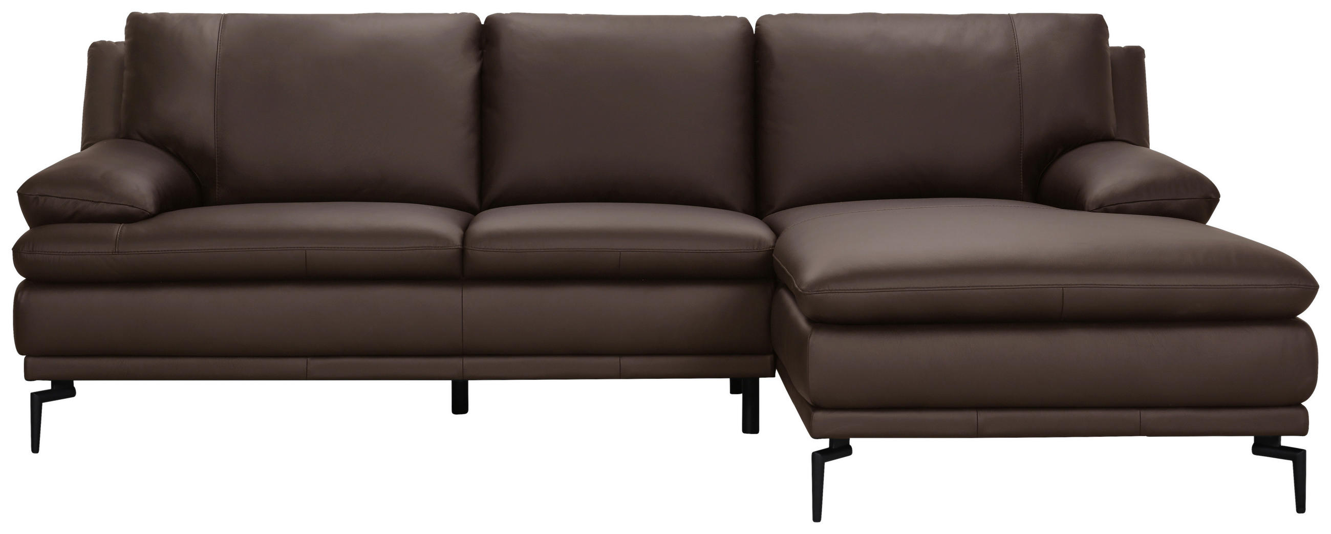 ECKSOFA Braun Echtleder  - Schwarz/Braun, Design, Leder (248/158cm) - MID.YOU