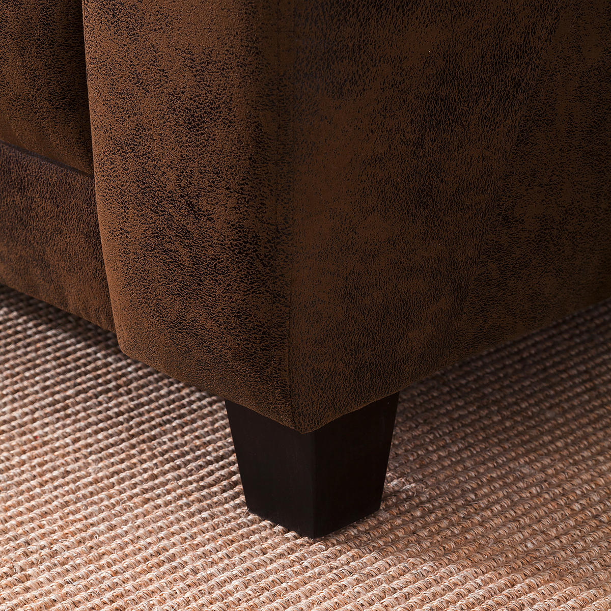 3-SITZER-SOFA in Lederlook Braun  - Dunkelbraun/Braun, Design, Textil (190/80/89cm) - Livetastic