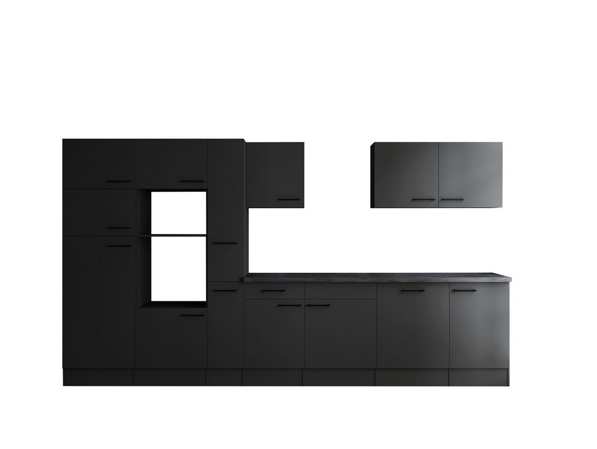 MODULKÖK UTAN VITVAROR 370 cm   i mörkgrå  - mörkgrå/svart, Design, metall/trämaterial (370cm) - Respekta