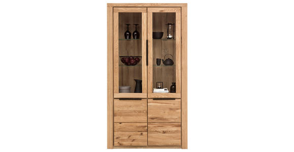 VITRINE in teilmassiv Eichefarben - Eichefarben/Schwarz, Natur, Glas/Holz (108/199/40cm) - Carryhome