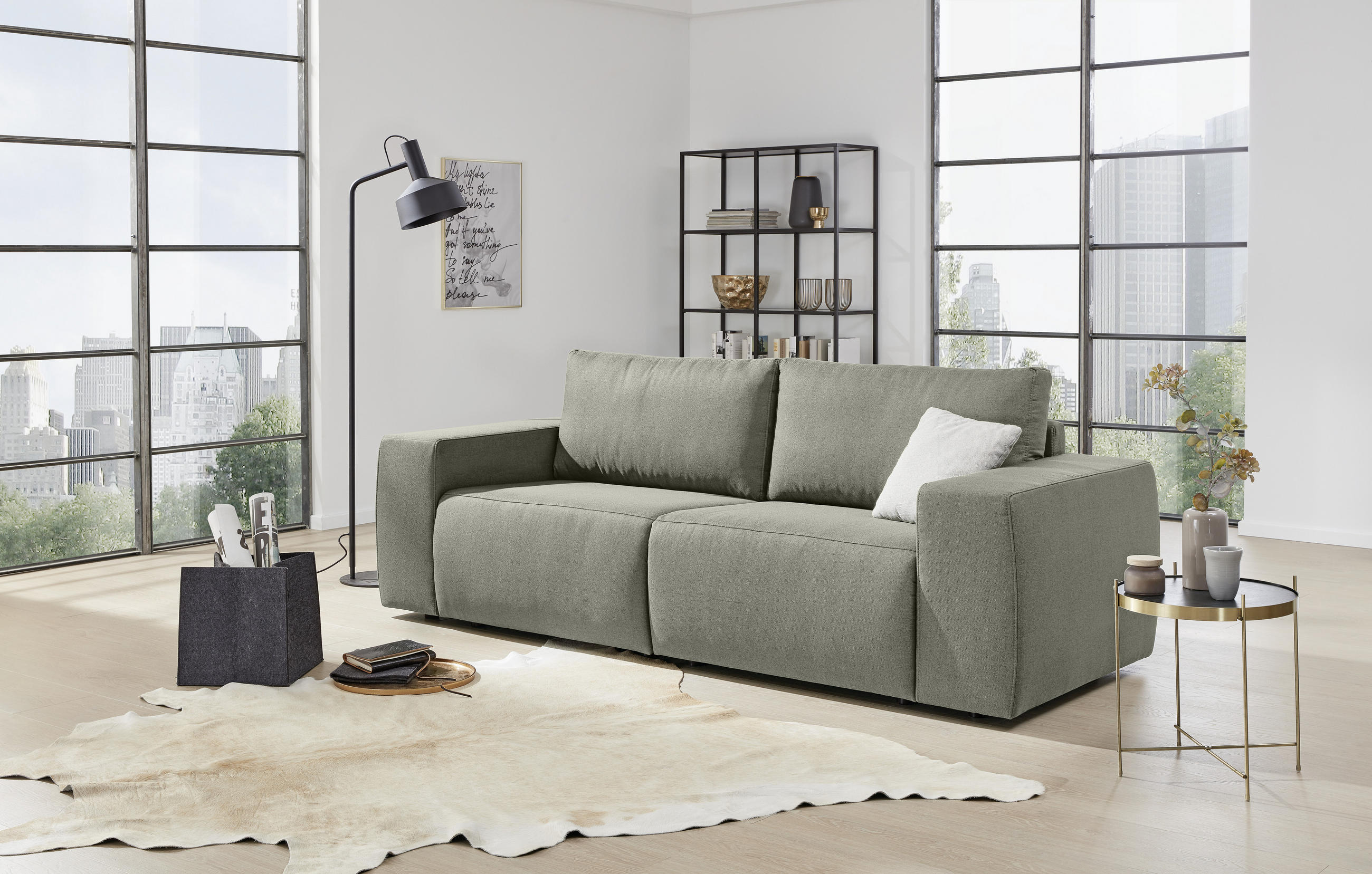 2-SITZER-SOFA Webstoff Braun  - Schwarz/Braun, Design, Kunststoff/Textil (242/87/89cm) - LOOKS by W.Joop