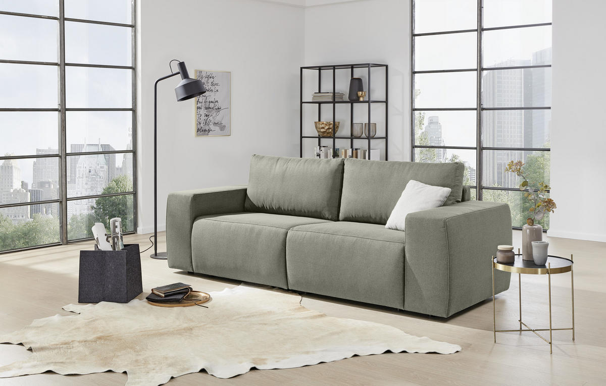 2-SITZER-SOFA in Webstoff Braun  - Schwarz/Braun, Design, Kunststoff/Textil (242/87/89cm) - LOOKS by W.Joop