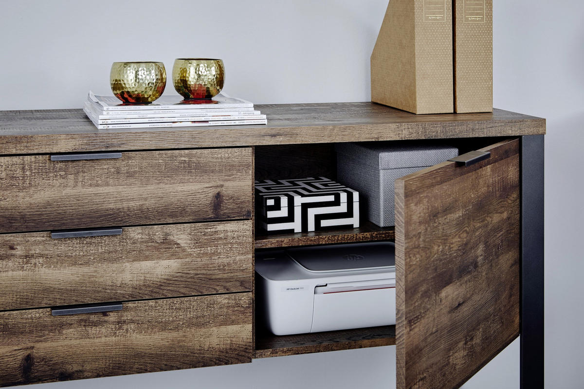 SIDEBOARD  in 180/76,2/39,5 cm  - Eichefarben/Anthrazit, Design, Holzwerkstoff/Metall (180/76,2/39,5cm)