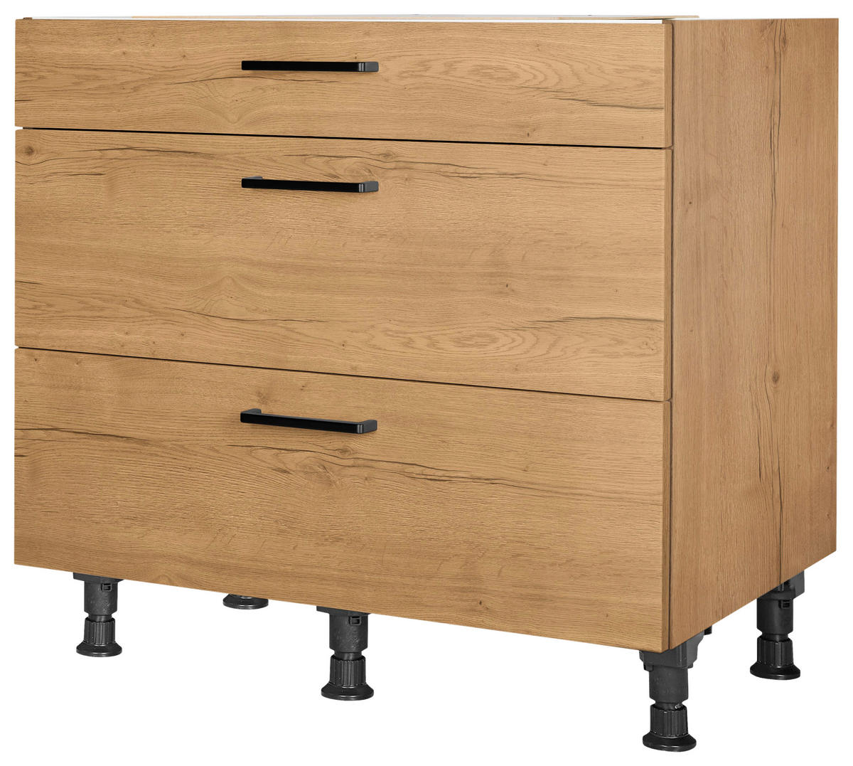 SCHUBKASTENUNTERSCHRANK 90/87/56 cm  in Eichefarben  - Eichefarben/Schwarz, MODERN, Holzwerkstoff/Metall (90/87/56cm) - Nobilia