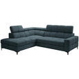 ECKSOFA in Struktur Blau  - Blau/Schwarz, MODERN, Textil/Metall (212/254cm) - Carryhome