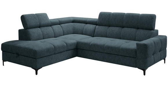 ECKSOFA in Struktur Blau  - Blau/Schwarz, MODERN, Textil/Metall (212/254cm) - Carryhome