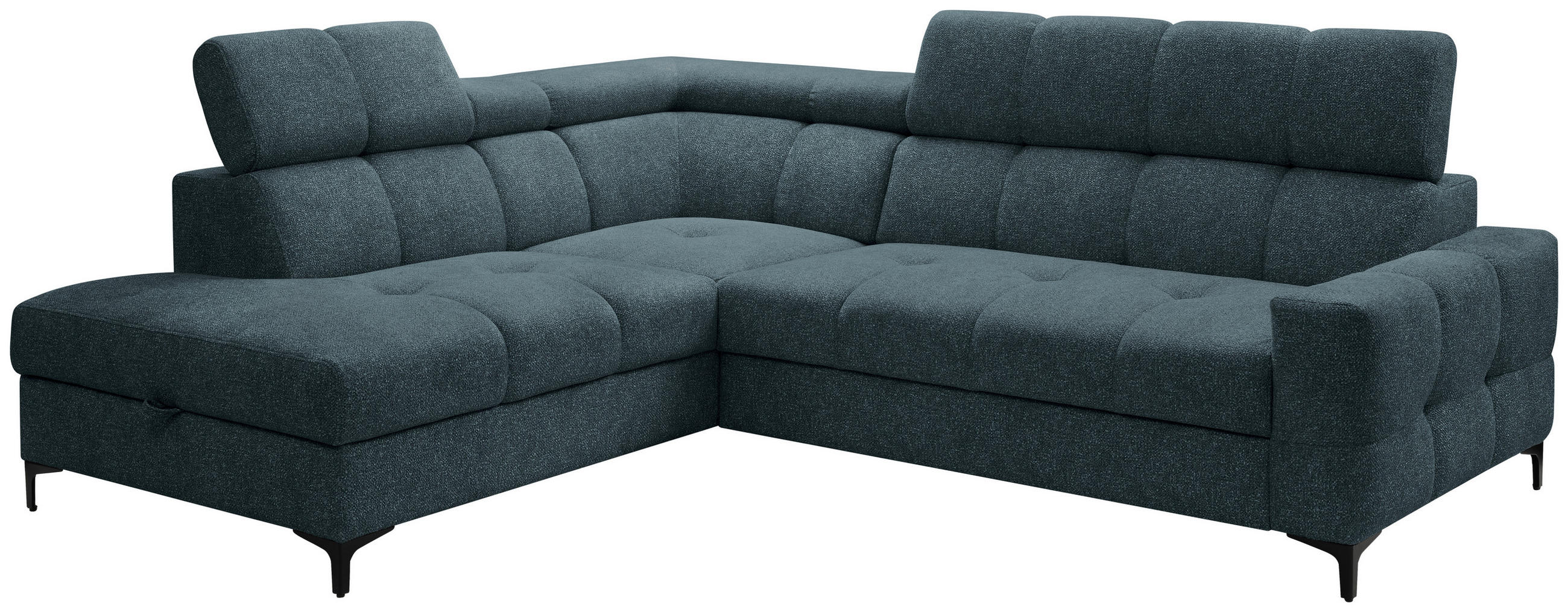 ECKSOFA in Struktur Blau  - Blau/Schwarz, Modern, Textil/Metall (212/254cm) - Carryhome
