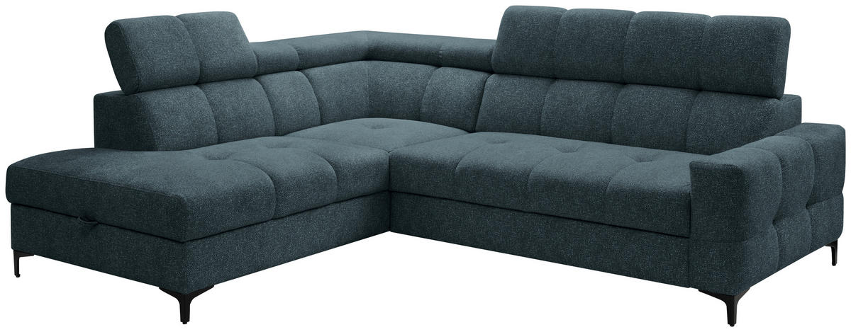 ECKSOFA in Struktur Blau  - Blau/Schwarz, Modern, Textil/Metall (212/254cm) - Carryhome