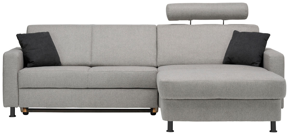 ECKSOFA in Webstoff Platinfarben  257/165 cm  - Platinfarben/Schwarz, Design, Kunststoff/Textil (257/165cm) - Xora