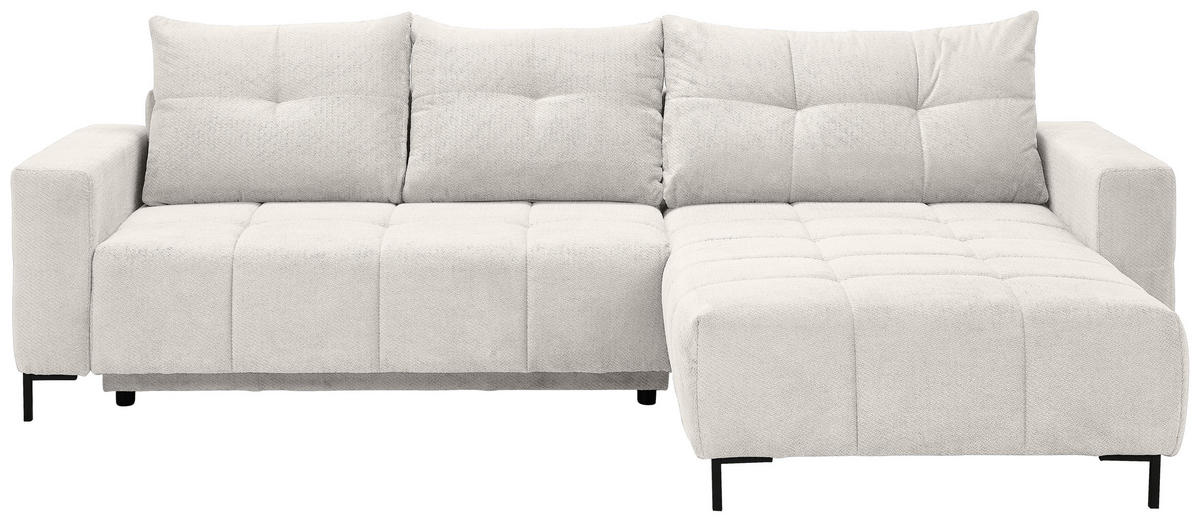 ECKSOFA in Webstoff Weiss  - Weiss/Schwarz, Konventionell, Textil/Metall (292/192cm) - Carryhome