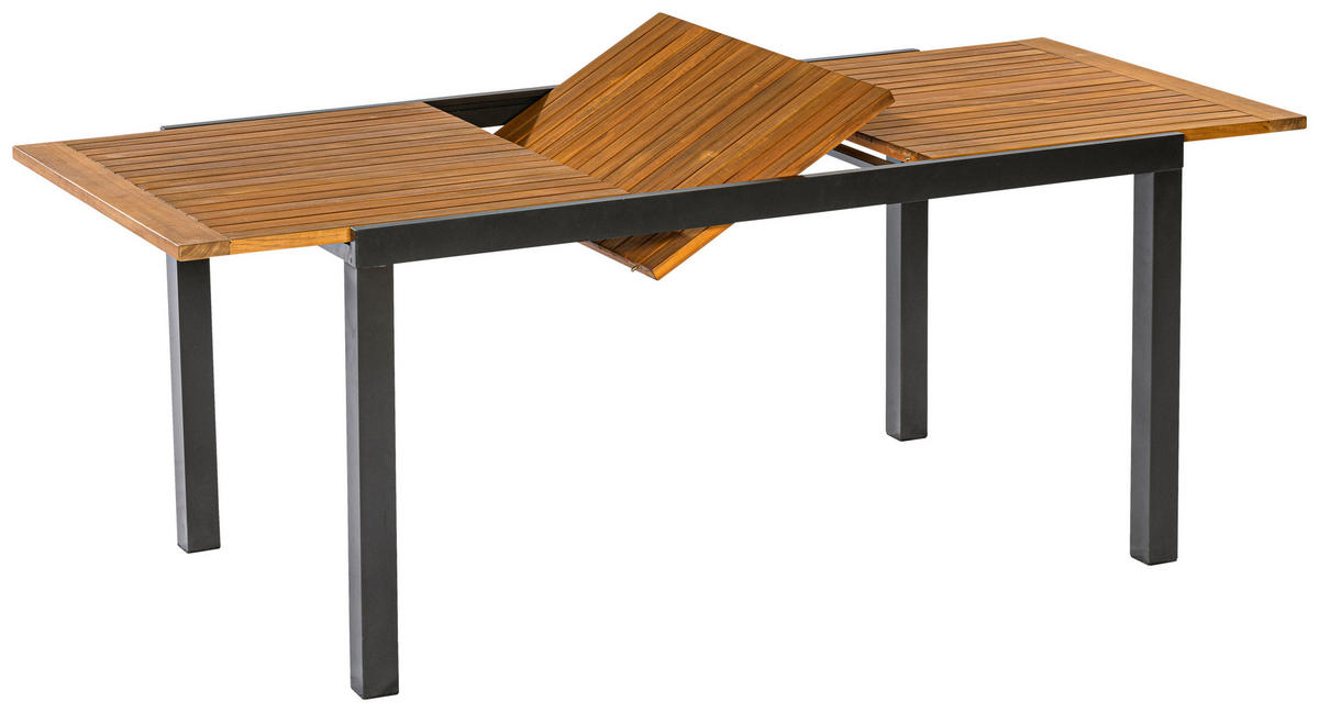 GARTENSET Akazie Hartholz Aluminium  - Schwarz/Akaziefarben, KONVENTIONELL, Holz/Textil - Gardenson