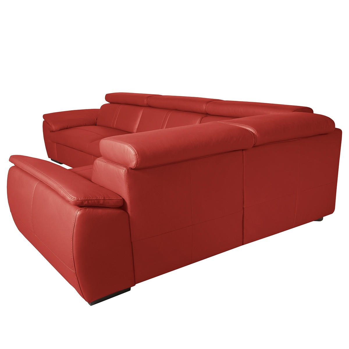 ECKSOFA  in Echtleder Rot Rücken echt, Kopfteilverstellung  265/193 cm  - Wengefarben/Rot, Design, Leder/Holz (265/193cm) - Livetastic