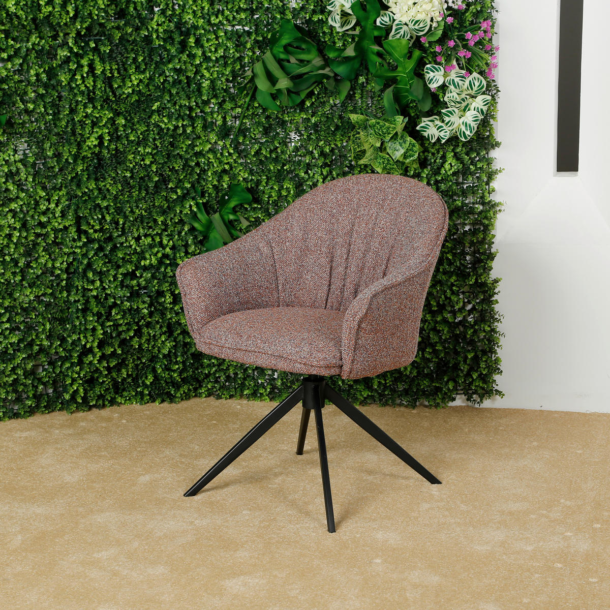 ARMLEHNSTUHL  Sitzfläche 360° drehbar, automatische Rückholfunktion Webstoff  - Rot/Schwarz, Design, Textil/Metall (66/83/64cm) - Novel