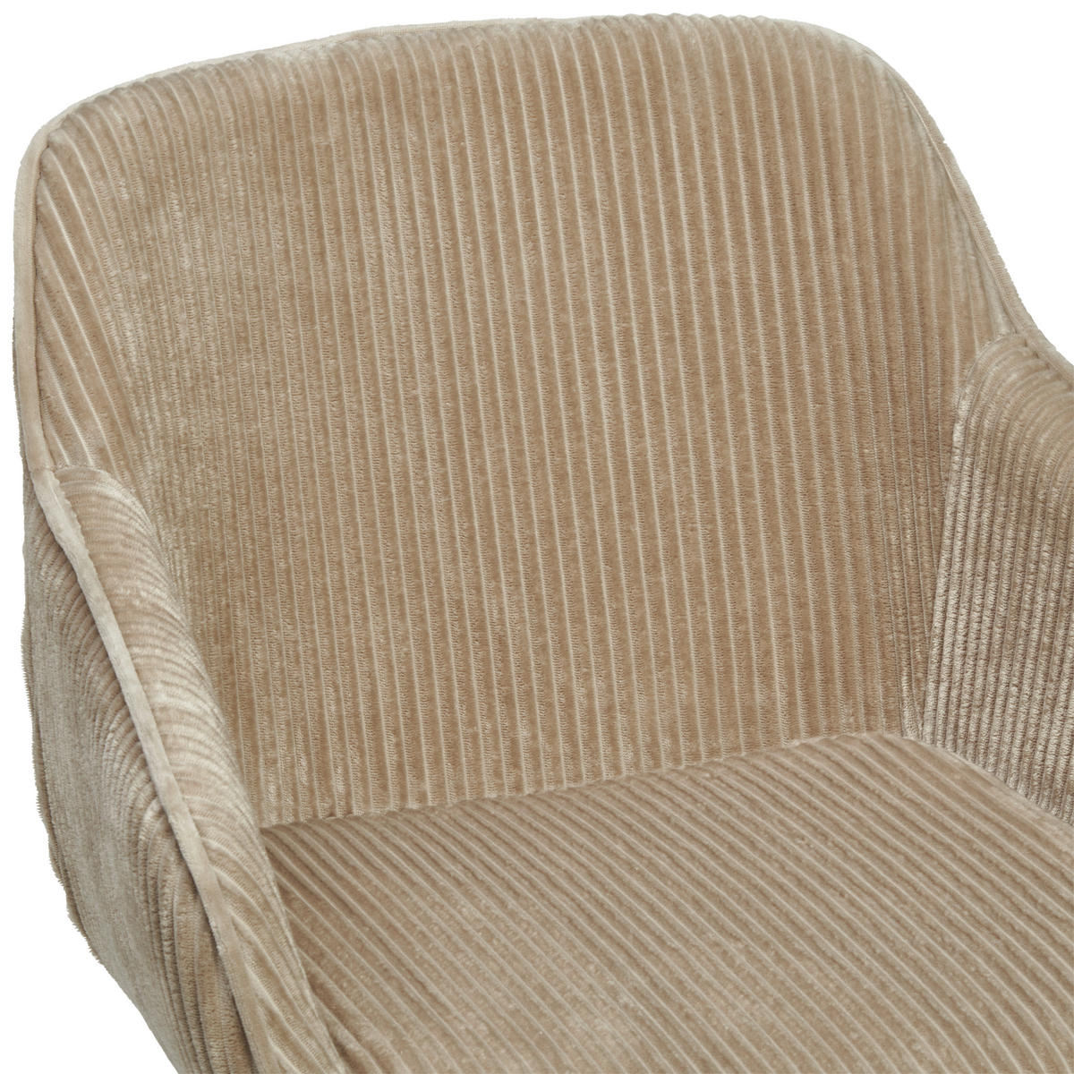 ARMLEHNSTUHL  Sitzfläche 360° drehbar, inklusive Armlehnen Cord  - Hellbraun/Schwarz, Modern, Textil/Metall (60/84/64cm) - Livetastic