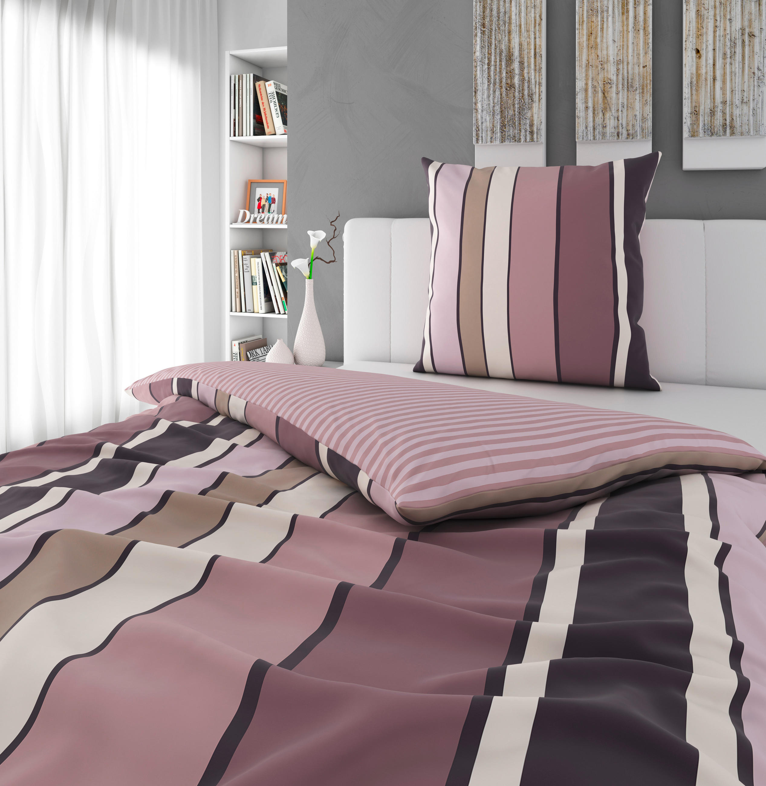 WENDEBETTWÄSCHE 135/200 cm Flanell  - Mauve, Textil (135/200cm) - Novel