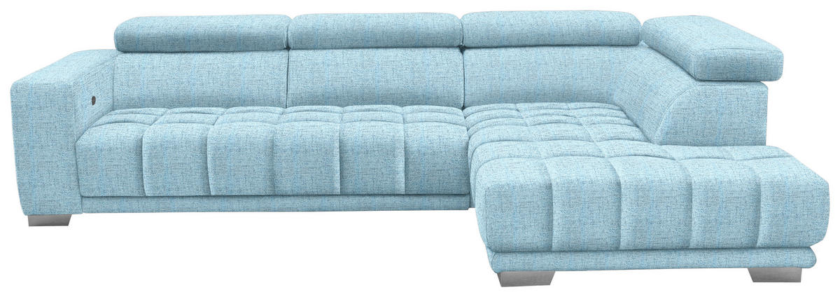 ECKSOFA in Chenille Blau  - Chromfarben/Blau, Design, Textil (301/207cm) - Xora