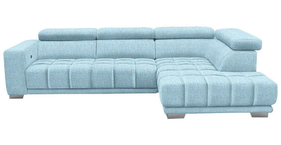 ECKSOFA in Chenille Blau  - Chromfarben/Blau, Design, Textil (301/207cm) - Xora