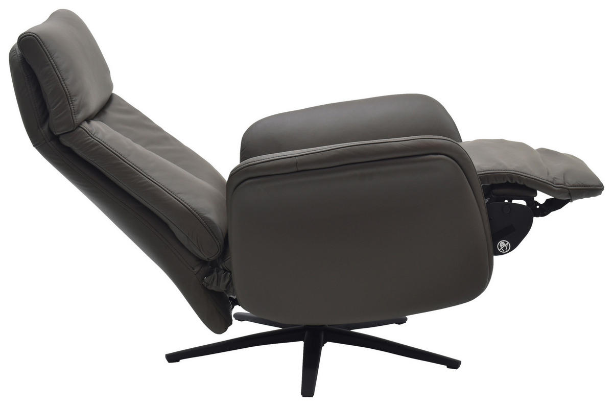 RELAXSESSEL Lederlook Echtleder    - Dunkelbraun/Schwarz, Design, Leder/Holz (75/109/84/148/84cm) - Livetastic
