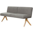 SITZBANK 160/85/69 cm Webstoff Grau Eiche vollmassiv  - Eichefarben/Grau, KONVENTIONELL, Holz/Textil (160/85/69cm) - Linea Natura
