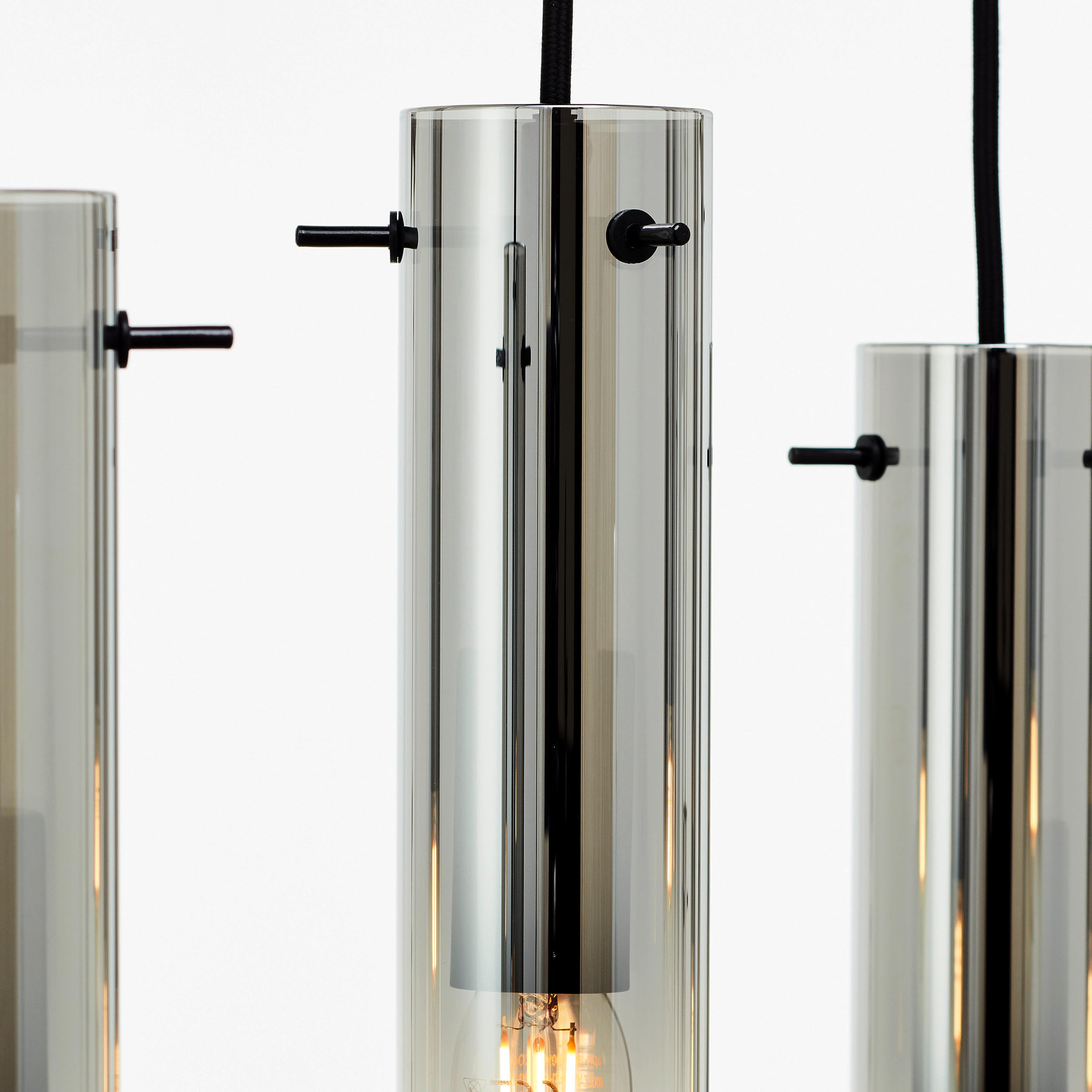 HÄNGELEUCHTE 80/30/199 cm    - Schwarz/Grau, Design, Glas/Metall (80/30/199cm) - Brilliant