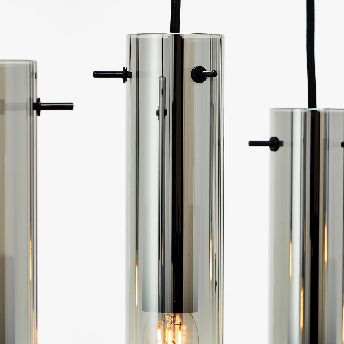 HÄNGELEUCHTE 80/30/199 cm    - Schwarz/Grau, Design, Glas/Metall (80/30/199cm) - Brilliant