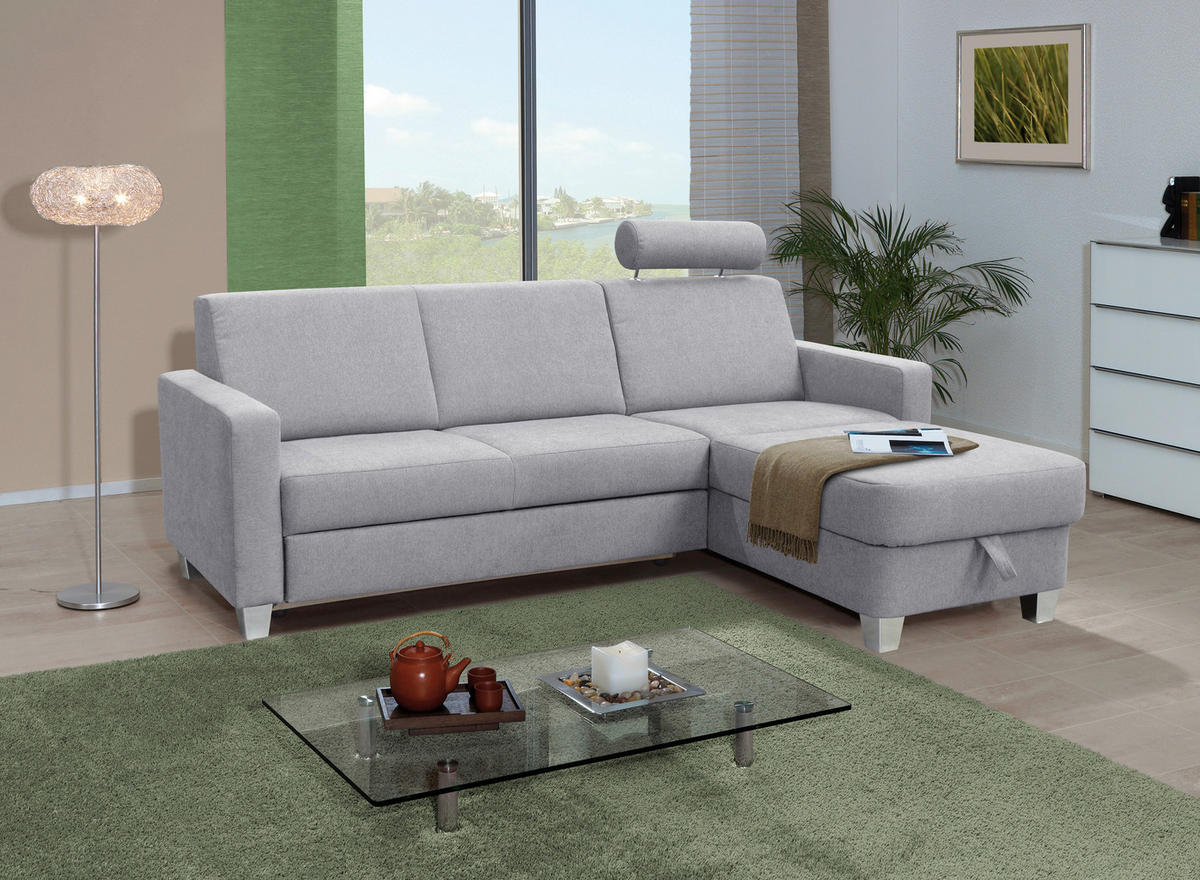 SAROKKANAPÉ textil szürke  - króm/szürke, Basics, textil (228/165cm) - Xora
