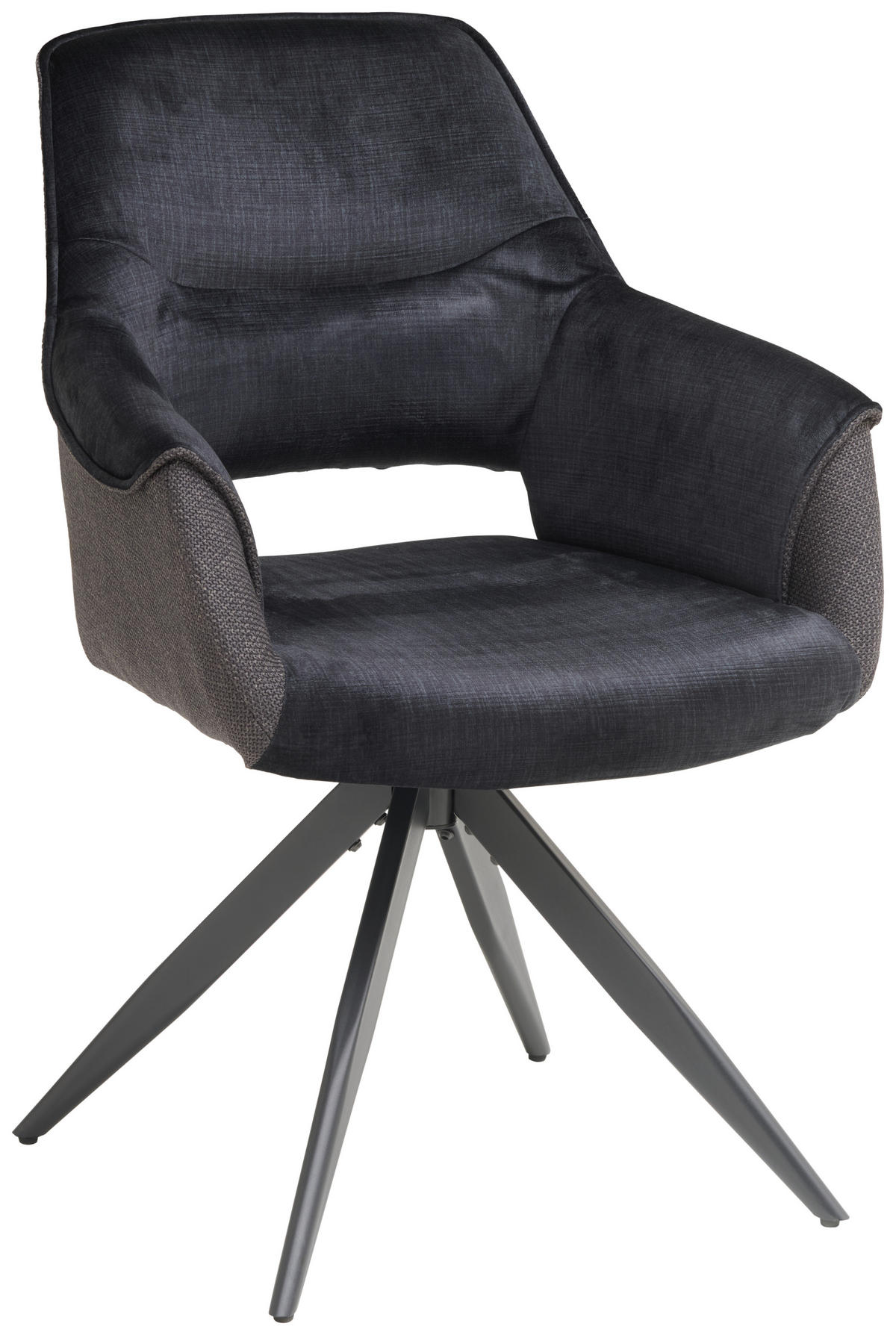 ARMLEHNSTUHL  in Eisen Samt, Webstoff  - Dunkelgrau/Schwarz, KONVENTIONELL, Textil/Metall (62/86/64cm) - MID.YOU