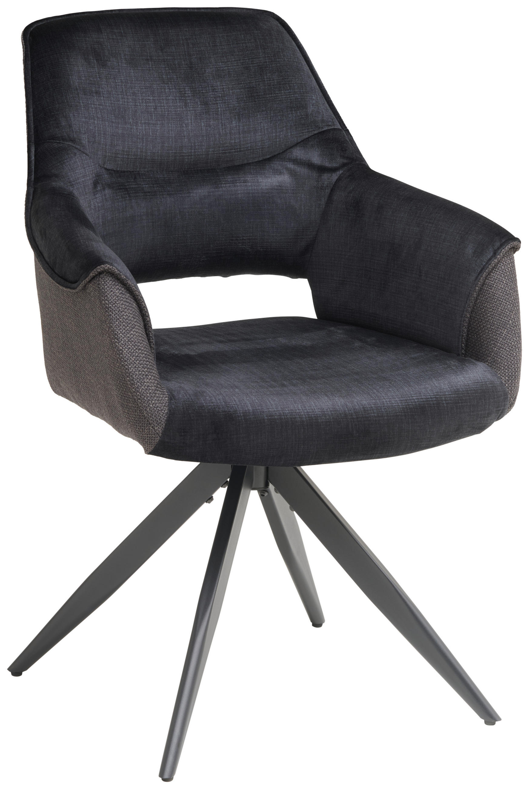 Scaun Cu Brațe din metal, textil, negru, gri închis