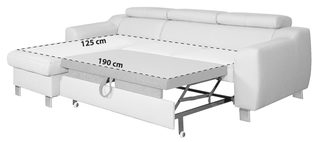 ECKSOFA Schwarz Echtleder Lederlook  - Chromfarben/Schwarz, Design, Leder/Textil (176/242cm) - Livetastic