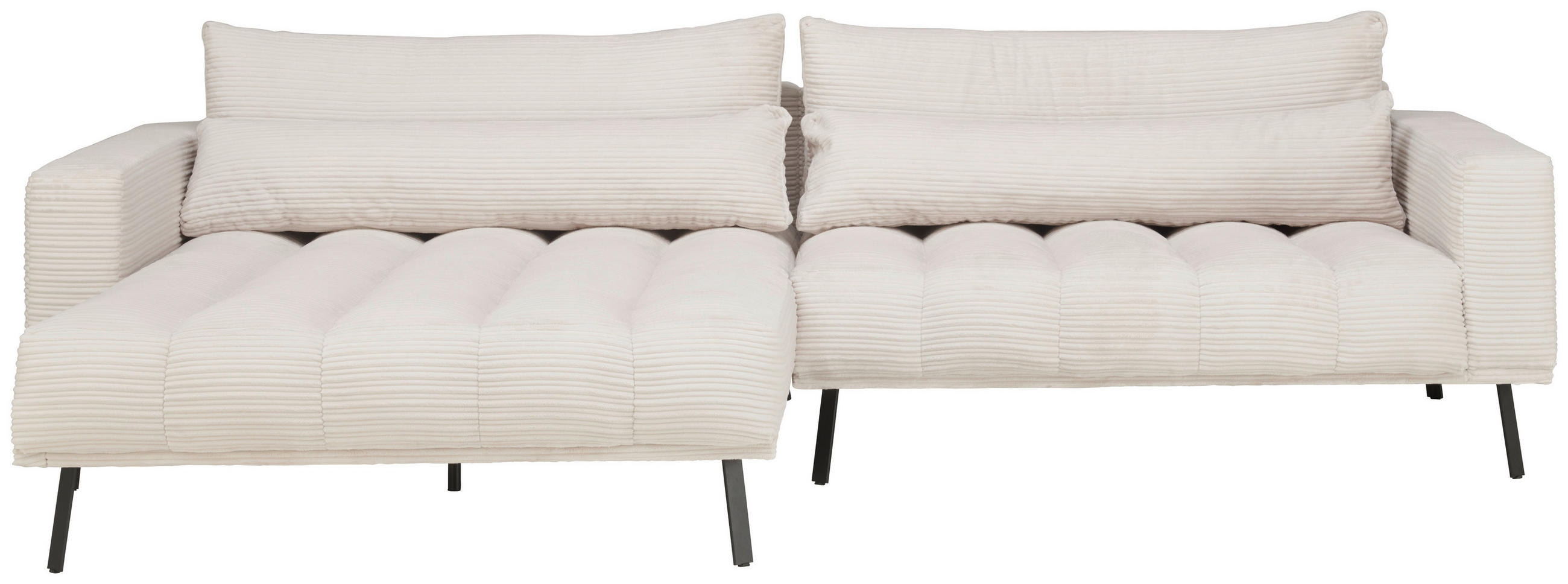 ECKSOFA in Cord Beige  204/291 cm  - Beige/Schwarz, Design, Textil/Metall (204/291cm) - Lomoco