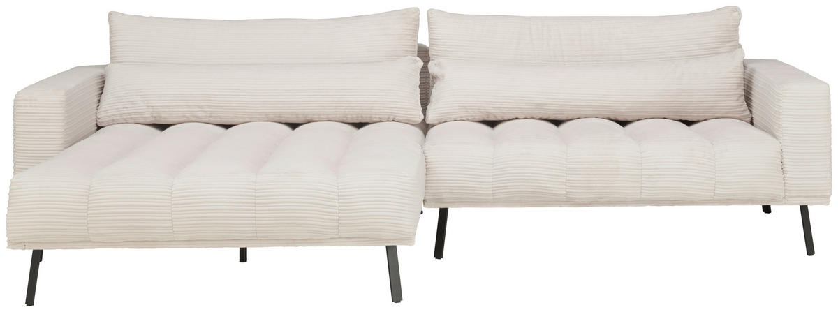 ECKSOFA Beige Cord  - Beige/Schwarz, Design, Textil/Metall (204/291cm) - Lomoco
