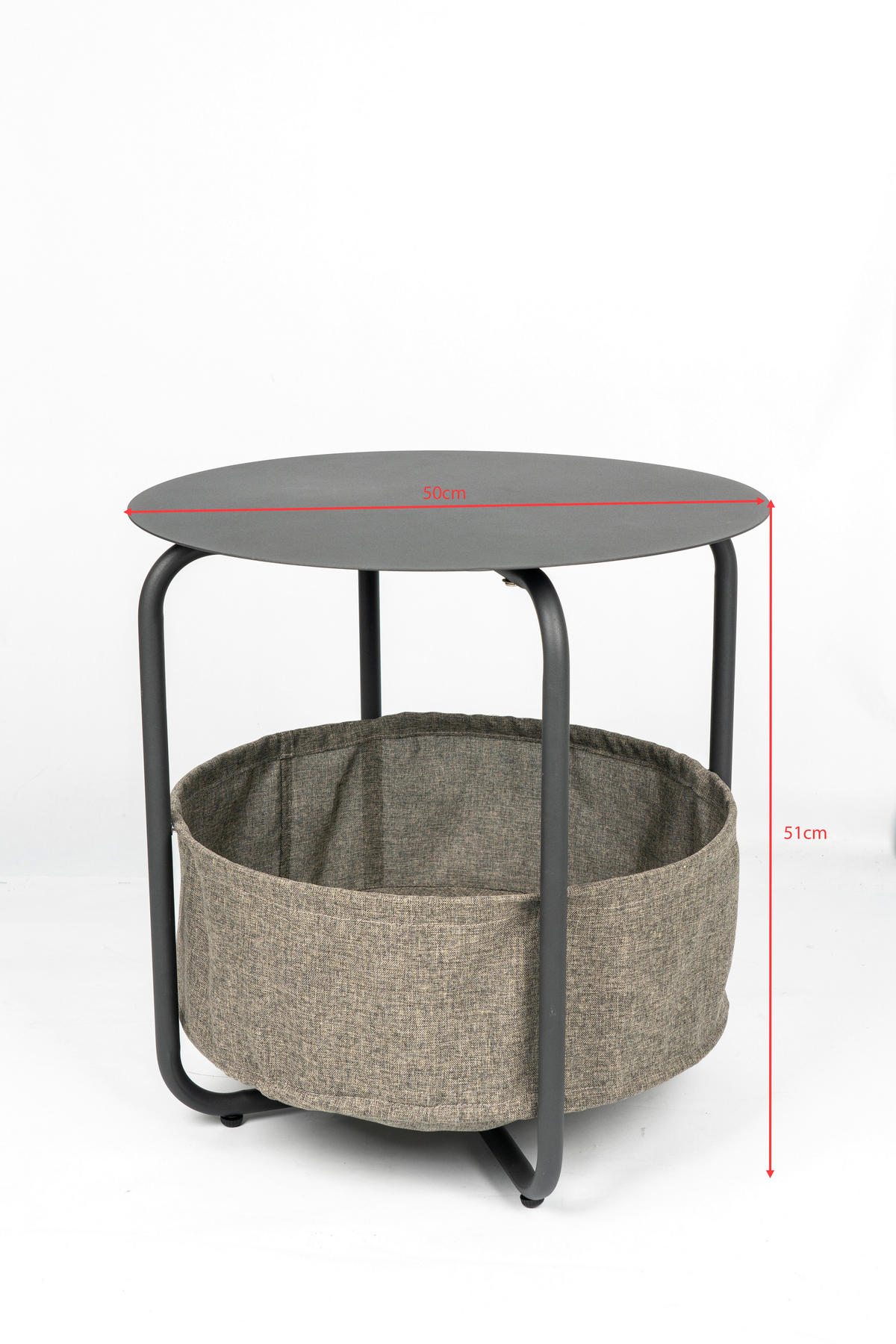 BEISTELLTISCH in Metall, Textil 50/50/51 cm  - Anthrazit, Design, Textil/Metall (50/50/51cm) - Ambia Garden