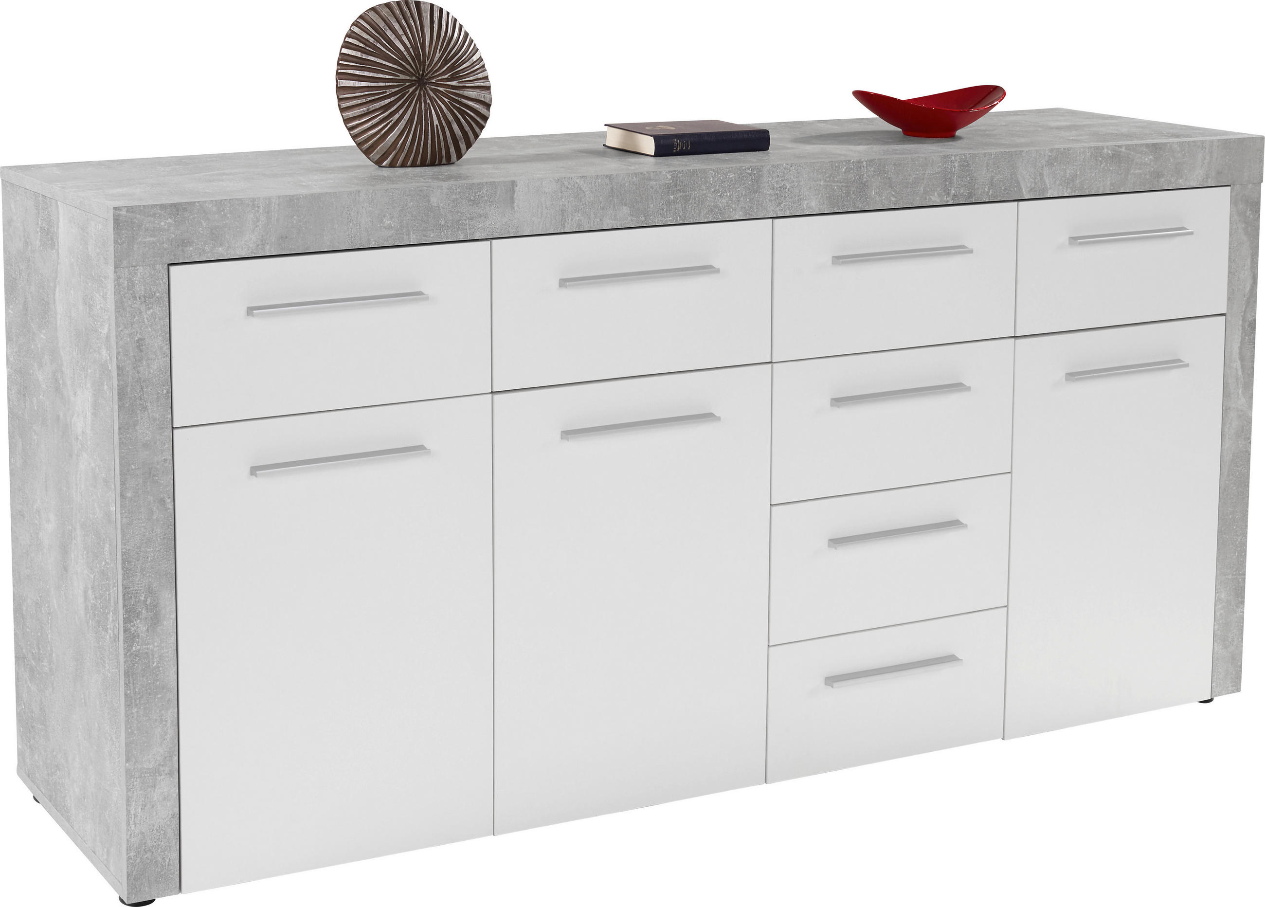 Kommode B 194cm Focus Beton Optik/weiß