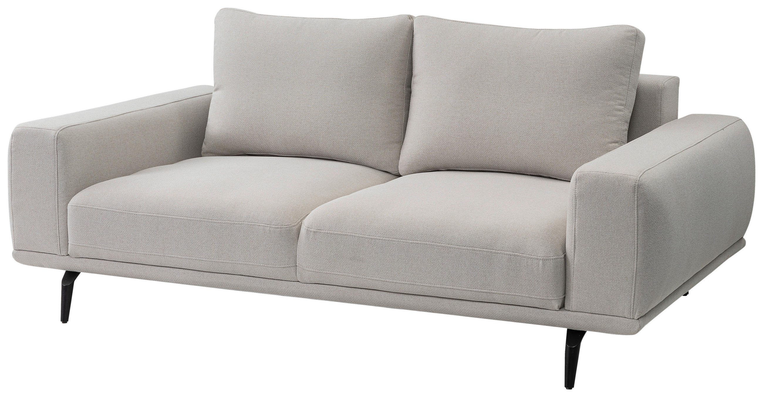 2-SITZER-SOFA Webstoff Creme  - Creme/Schwarz, MODERN, Textil/Metall (202/89/115cm) - MID.YOU